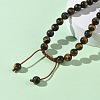 Adjustable Natural Mixed Gemstone Round Beaded Braided Necklaces G-H355-05-5