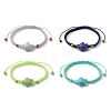 4Pcs 4 Color Porcelain Tortoise Braided Bead Bracelets Set BJEW-JB10058-1