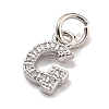 Initial Letter Brass with Cubic Zirconia Charms KK-Q814-26G-P-2