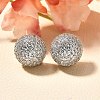 Half Round Brass Micro Pave Clear Cubic Zirconia Stud Earrings EJEW-C126-05P-1