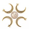 Tibetan Style Alloy Hollow Moon  2-Loop Link Pendants TIBEP-5312-AG-LF-2