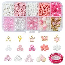 DIY Round Acrylic & Glass Beads Bracelets Jewelry Kits DIY-FS0006-29A