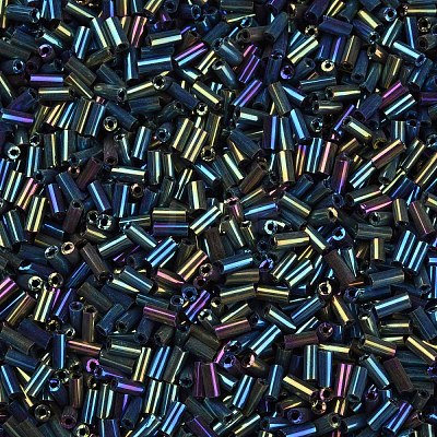 Metallic Colours Glass Bugle Beads SEED-N005-001-D02-1