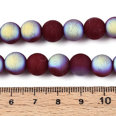 Frosted Opaque Glass Beads Strands GLAA-T032-P10mm-MBB05-1