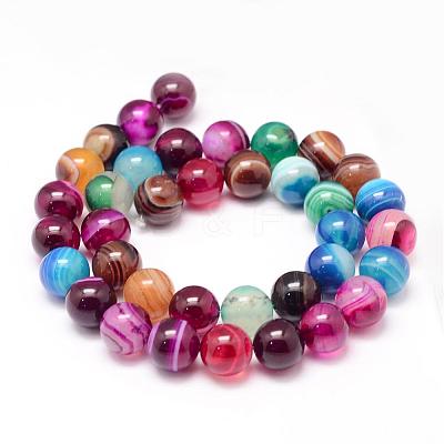 Natural Striped Agate/Banded Agate Bead Strands G-K155-A-10mm-12-1