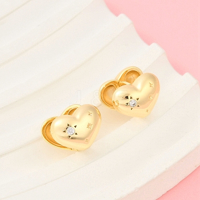 Brass Clear Cubic Zirconia Hoop Earrings EJEW-Q016-07G-1