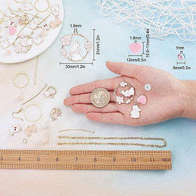 Rabbit Theme Dangle Earring DIY Making Kit DIY-SC0017-56-1
