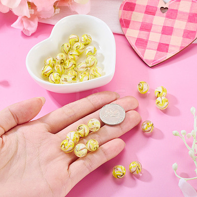 30Pcs Handmade Gold Sand Lampwork Beads LAMP-TA0002-37E-1