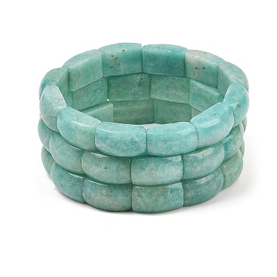Natural Amazonite Bead Stretch Bracelets for Women Men BJEW-C097-02A-23-1