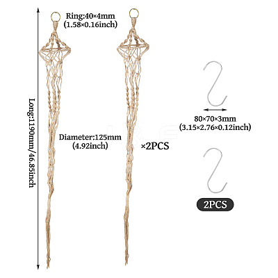 2Pcs Handmade Macrame Polyester Plant Hanger AJEW-HS0001-48-1