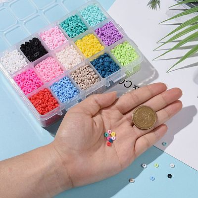 150G 15 Colors Handmade Polymer Clay Beads CLAY-JP0001-14-4mm-1