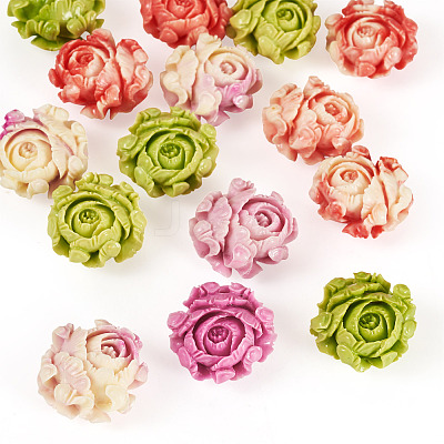 15Pcs 3 Colors Synthetic Coral Dyed Carved Beads SHEL-TA0001-30-1