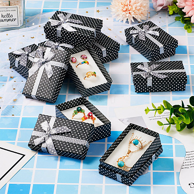 Polka Dot Print Cardboard Jewelry Gift Boxes with Bowknot X1-CON-TAC0001-10E-1