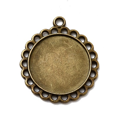 Tibetan Style Pendant Cabochon Settings TIBE-21668-AB-NR-1