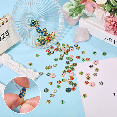 96Pcs 16 Styles Alloy Enamel Bead Caps FIND-CA0011-46-1