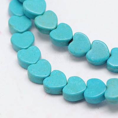 Dyed Synthetical Turquoise Heart Bead Strand G-P083-88B-1