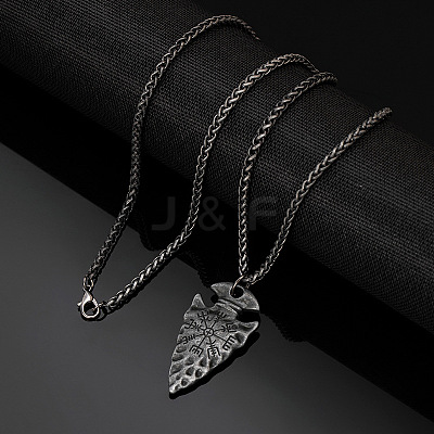 Vintage 304 Stainless Steel Viking Arrowhead Pendant Necklaces for Men WG2716D-02-1