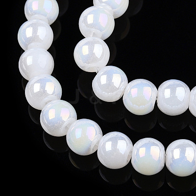Electroplate Imitation Jade Glass Beads Strands GLAA-T032-J4mm-AB01-1