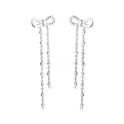 Bowknot 925 Sterling Silver Tassel Stud Earrings FS-WGF533A-01-1