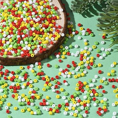 4 Colors Christmas 8/0 Glass Round Seed Beads SEED-X0058-03B-1