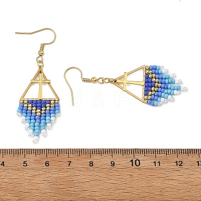 Glass Beads Braided Dangle Earrings EJEW-MZ00786-01-1