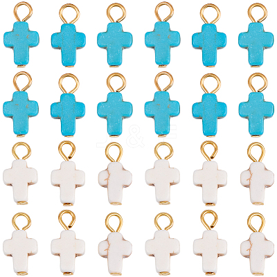 60Pcs Dyed Synthetic Turquoise Pendants FIND-BM0001-60A-1