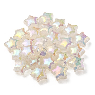 UV Plating Rainbow Iridescent Transparent Crackle Acrylic Beads OACR-P010-09E-1