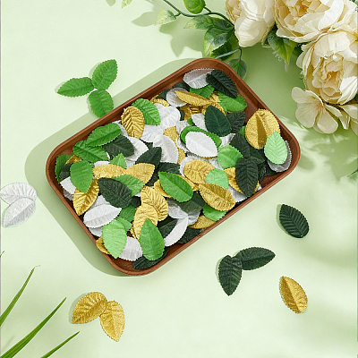 400Pcs 4 Colors Cloth Artificial Leaves DIY-MA0007-15B-1