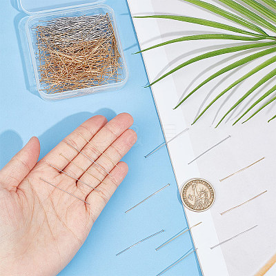 400Pcs 2 Colors 304 Stainless Steel Flat Head Pins STAS-UN0055-19-1
