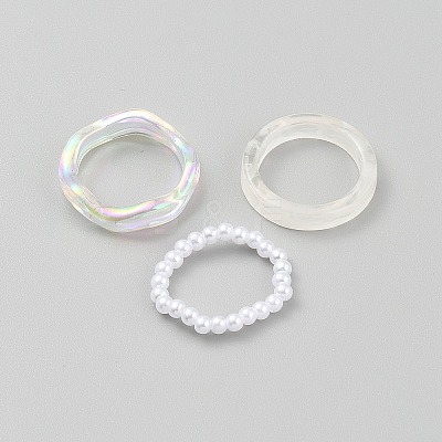 Acrylic Finger Rings for Women RJEW-WH0031-04B-1
