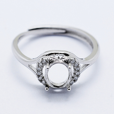Anti-Tarnish Rhodium Plated 925 Sterling Silver Finger Ring Components STER-G027-15P-1