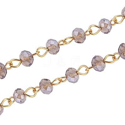 Handmade Rondelle Glass Beads Chains for Necklaces Bracelets Making AJEW-JB00037-05-1