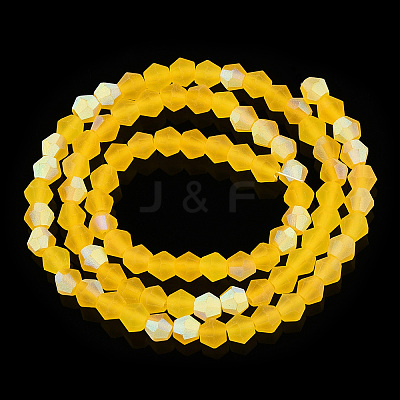 Imitate Austrian Crystal Bicone Frosted Glass Beads Strands GLAA-F029-TM4mm-A22-1