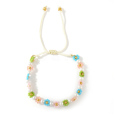 Bohemian Style Glass Seed Beads & Imitation Pearl Braided Bead Bracelets XW4926-1-1