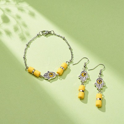 Evil Eye Handmade Lampwork Earring & Bracelet Sets SJEW-JS01250-1