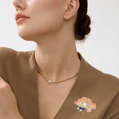 6pcs Peony Flower Enamel Pins JEWB-FH0002-10-1