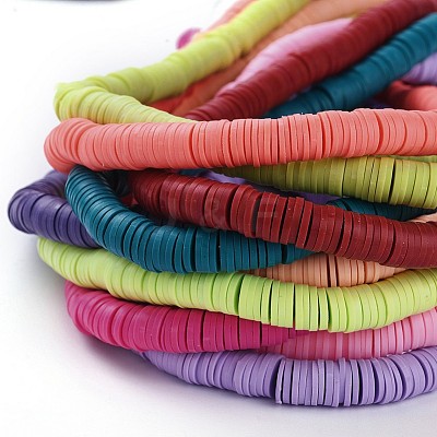 Flat Round Handmade Polymer Clay Beads CLAY-R067-8.0mm-M3-1