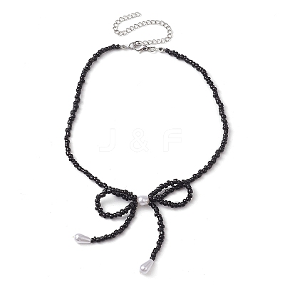 Bowknot 304 Stainless Steel Necklaces NJEW-JN04670-1