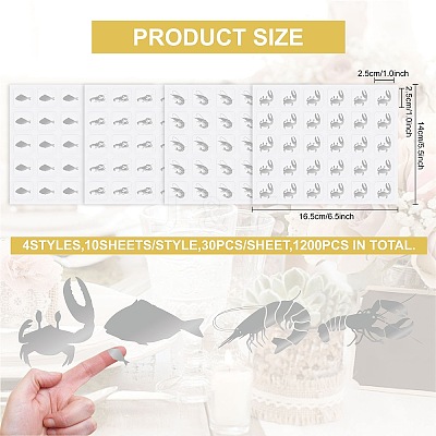 40 Sheets 4 Patterns PVC Waterproof Self-Adhesive Sticker Sets STIC-OC0001-11C-1