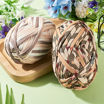 2 Skeins 2 Styles Polyester Cloth Yarn OCOR-TA0003-72-1