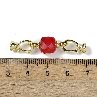 Natural Red Corundum/Ruby with Brass Fold Over Clasps G-G141-01G-1