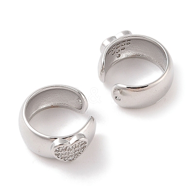 Brass Micro Pave Clear Cubic Zirconia Cuff Earrings for Women EJEW-I305-02P-1