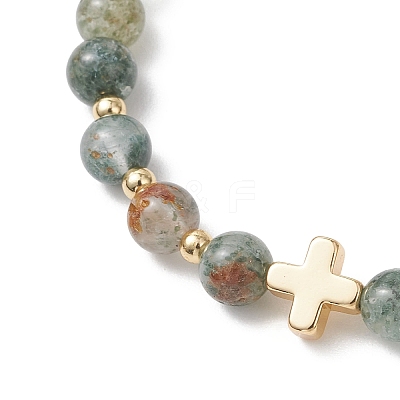 Natural Lodolite Quartz Beads Stretch Bracelets BJEW-JB13213-1