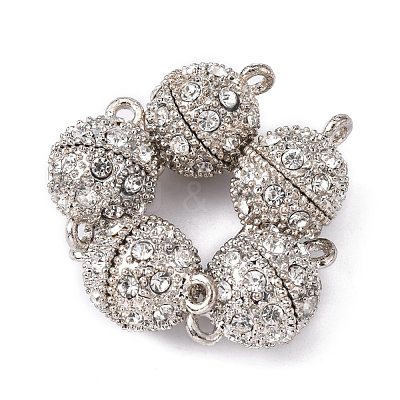 Alloy Rhinestone Magnetic Clasps with Loops X-RB-H116-3-N-1-1