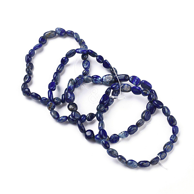 Natural Lapis Lazuli Bead Stretch Bracelets BJEW-K213-18-1