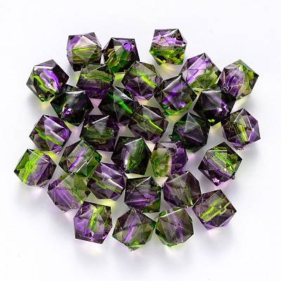 Transparent Spray Painted Crackle Acrylic Beads ACRP-YW0001-01B-1