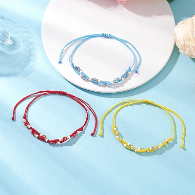 3Pcs Seed Glass Beaded Adjustable Bracelets BJEW-MZ00233-1