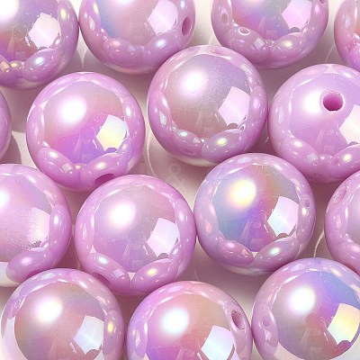 UV Plating Rainbow Iridescent Acrylic Beads PACR-E001-04E-1