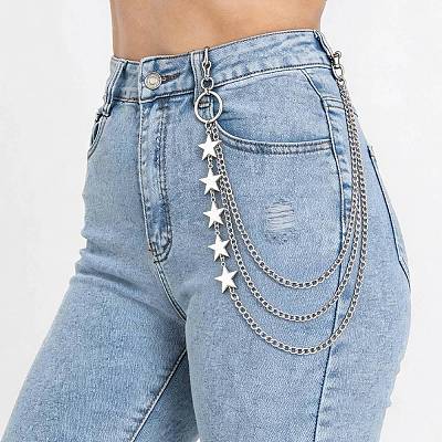 Alloy Star 3 Layered Chain Belts for Pants AJEW-WH20070-010A-1