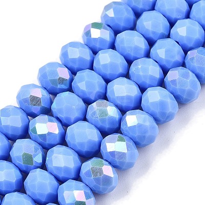 Electroplate Opaque Solid Color Glass Beads Strands EGLA-A044-P8mm-L17-1